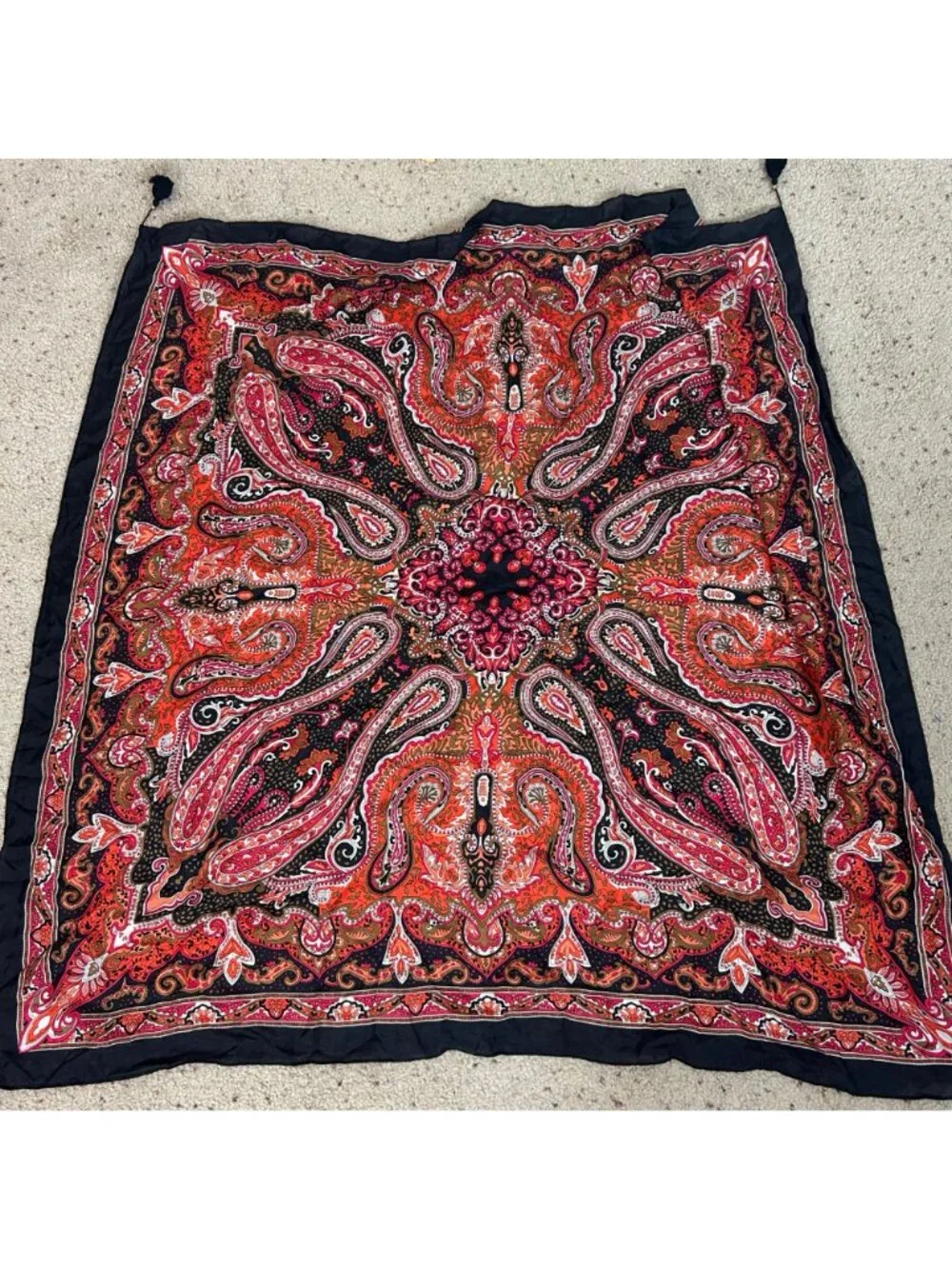 Lucky Brand 100% Silk Floral Paisley Neck Bag Scarf Large Size